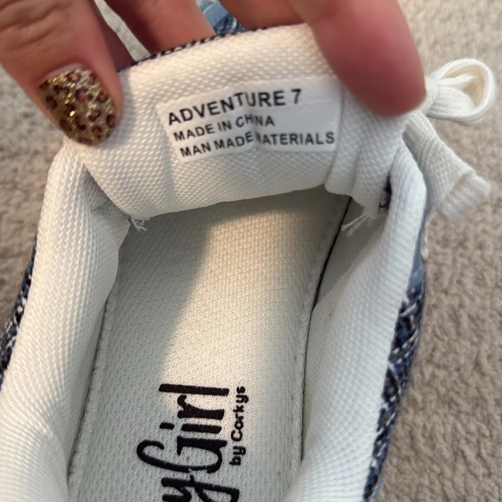 Corkys Blue Tweed Platform Sneakers with Cream Accents - Picture 5 of 5
